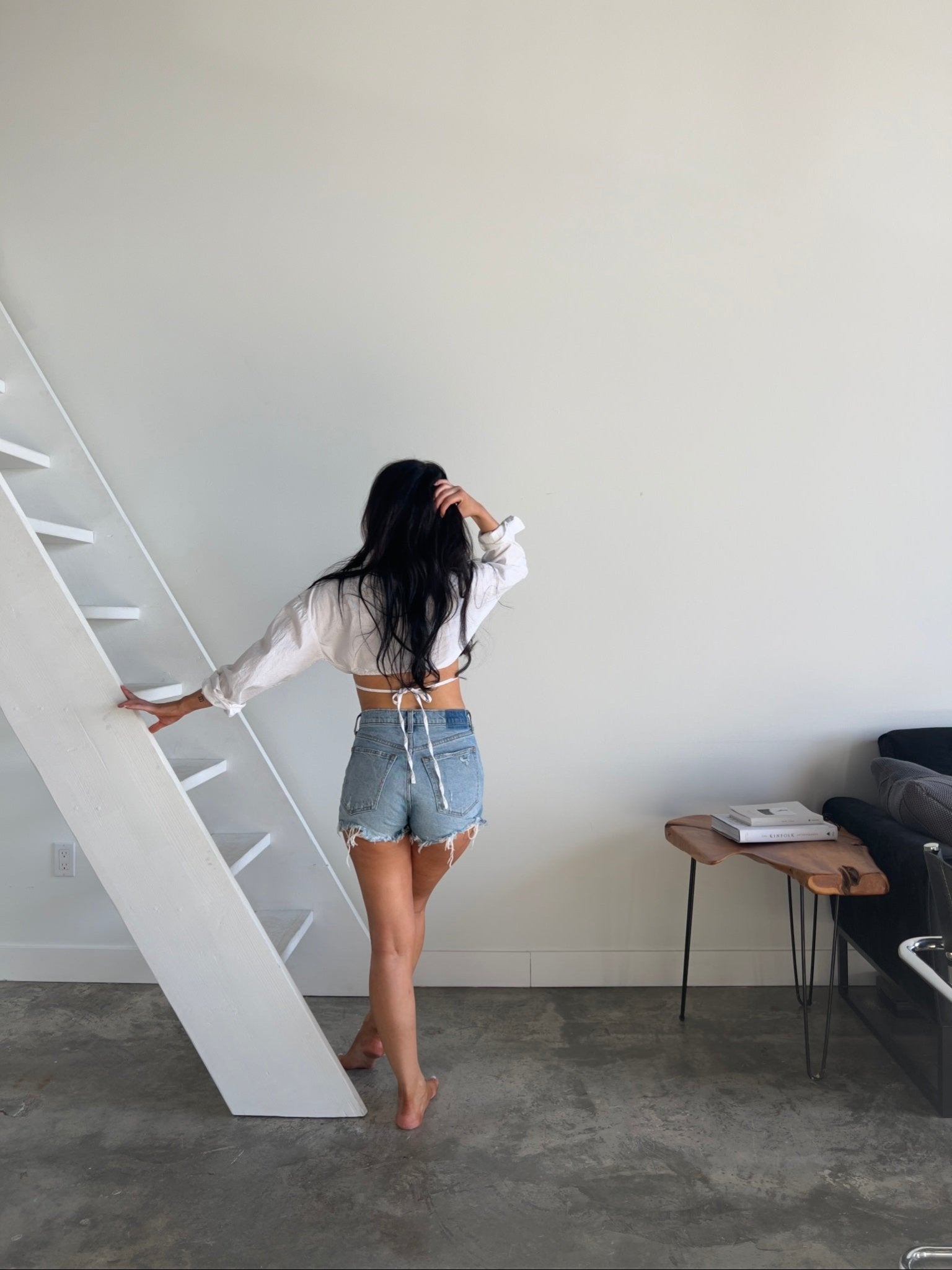 Cropped Long Sleeve white blouse in White