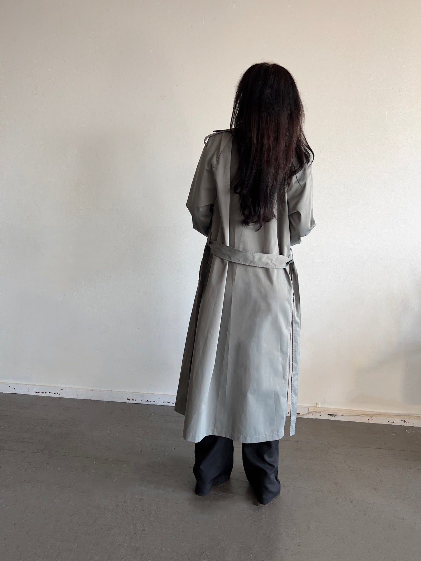 Sage green lightweight trench coat